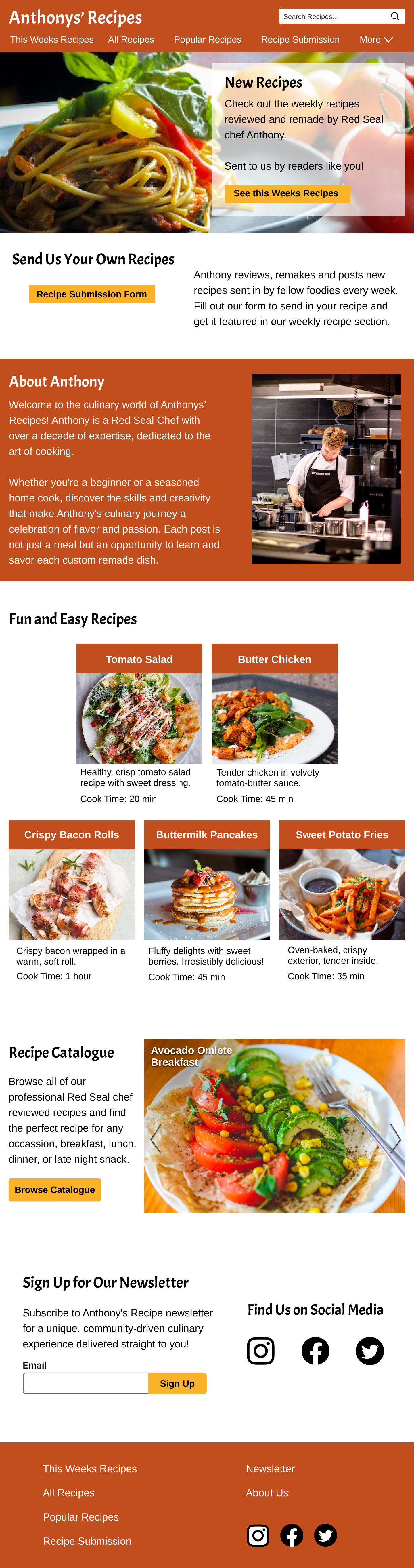 desktop view of the recipe page